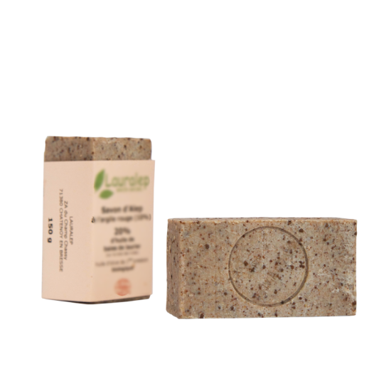 Aleppo soap enriched with 30% bay laurel oil + red clay